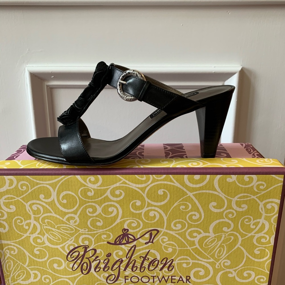Brighton Rosy Black Leather Mule w/Heel Shoe - NEW - Picture 5 of 7